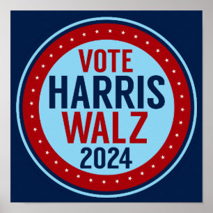 Poster Vote Harris Walz para a eleição do presidente 2024