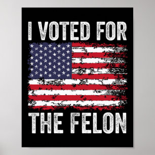 Poster Votei A Favor Do Felon; Republicano Engraçado Trum