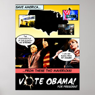 Poster VOTO OBAMA! Banda desenhada P da eleição… -