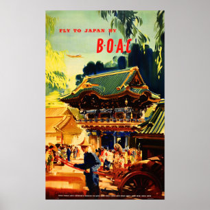 Poster VOTO PARA O JAPÃO por BOAC Airways Viagem Turismo