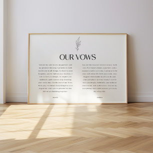 Poster Votos de Casamento de Folha Preto e Branco Minimal