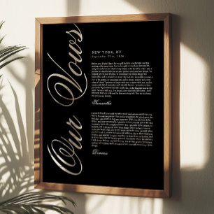 Poster Votos de Casamento Elegantes Modernos em Preto e B