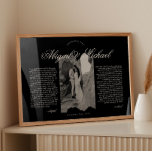 Poster Votos de Casamento em Letra Moderna Preta e Branca<br><div class="desc">Precisa de uma arte de parede para votos de casamento elegante e minimalista? Nosso design apresenta tipografia moderna e um design minimalista. Personalize com seus próprios nomes,  votos e detalhes do casamento. Foto de Josh Withers no Unsplash.</div>