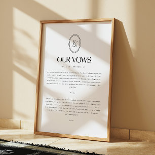 Poster Votos de Casamento Minimalistas com Monograma Pers