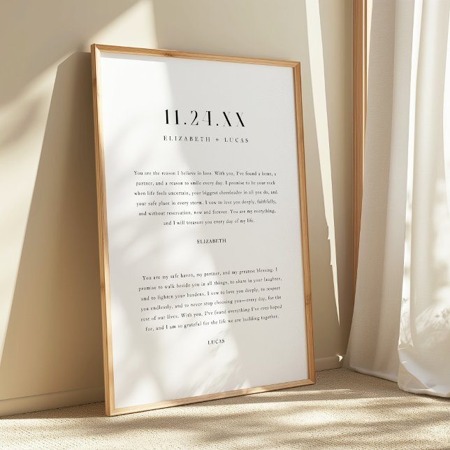 Poster Votos de Casamento Minimalistas Elegantes Preto e  (Criador carregado)