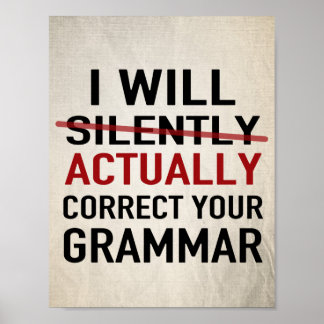 Poster Vou corrigir sua gramática - não boba