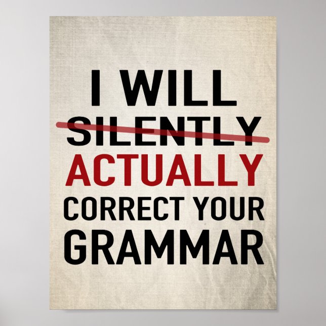 Poster Vou corrigir sua gramática - não boba (Frente)