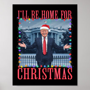 Poster Vou Estar Em Casa Para Papais noeis De Natal Engra
