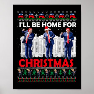 Poster Vou Estar Em Casa Para Papais noeis De Natal Engra