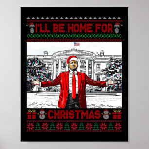 Poster Vou Estar Em Casa Para Papais noeis De Natal Engra