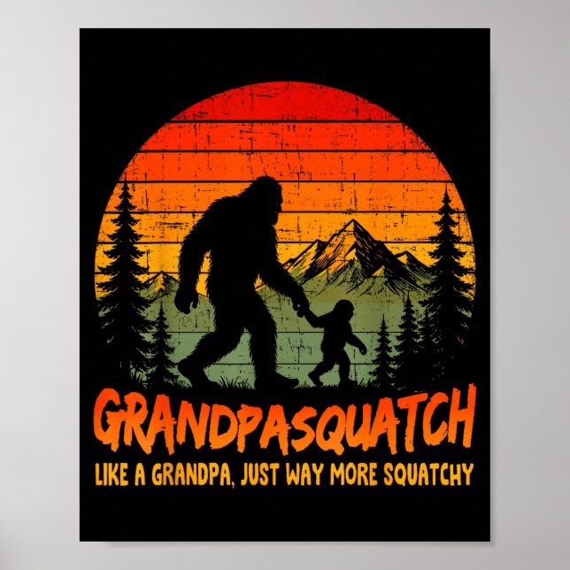 Poster Vovô bigfoot retrô squatch como um vovô (Frente)