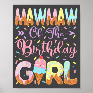 Poster Vovó Da Menina Do Aniversário Festa Doce Sorvete