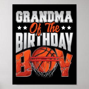 Poster Vovó de aniversário de basquete Boy Family Baller 