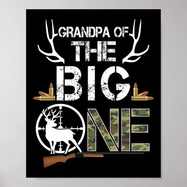 Poster Vovô Do Grande Ca De Caça De Aniversário (Frente)