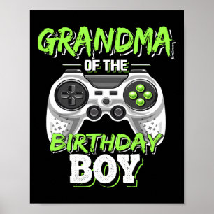 Poster Vovó Do Jogo De Vídeo De Aniversário Que Combina B
