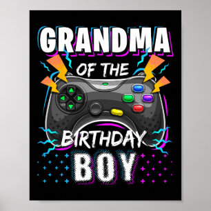Poster Vovó Do Jogo De Vídeo De Aniversário Que Combina B