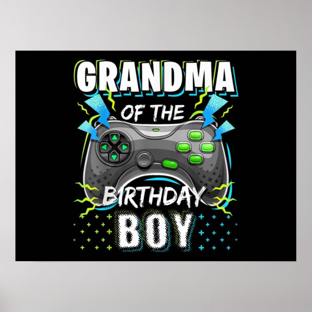 Poster Vovó do Jogo de Vídeo de Combinação do Aniversário (Frente)