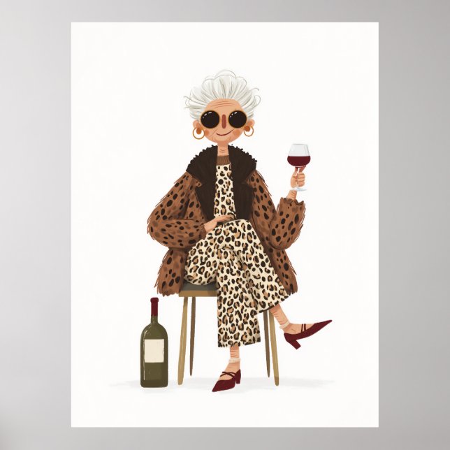 Poster Vovó fabulosa no estilo Leopard (Frente)
