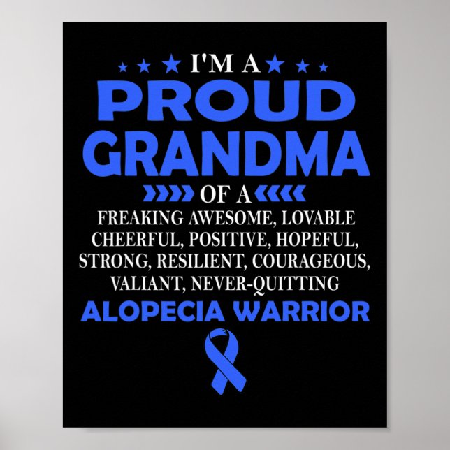 Poster Vovó Orgulhosa Da Alopecia Warrior T (Frente)