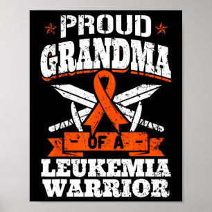 Poster Vovó Orgulhosa De Um Guerreiro De Leucemia Abuelo 
