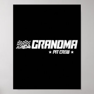 Poster Vovó Pit Crew Race Car Corrida de Aniversário