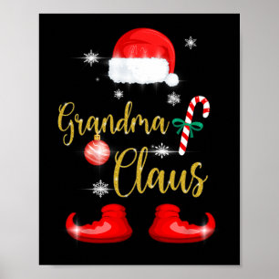 Poster Vovó Santa Claus Divertido Famílias Pjs de Natal p