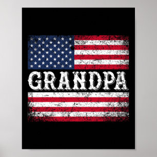 Poster Vovô Vintage Bandeira EUA Patriótico 4 De Julho