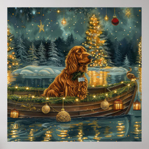 Poster Voz Festiva de Natal do Setter Vermelho Irlandês