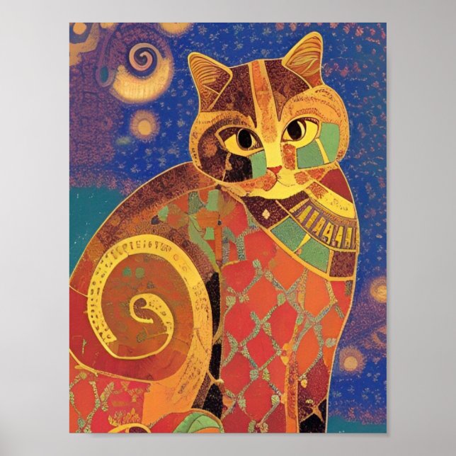 Poster Vozes de gatinho do mosaico de Cat moroccan (Frente)