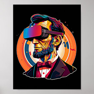 Poster Vr Headset Abraham Lincoln Video Game Virtual Real