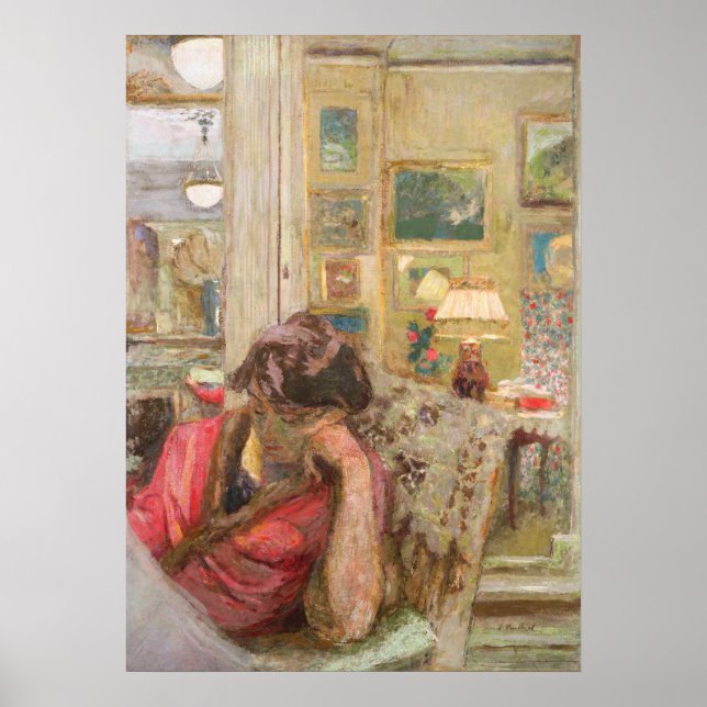 Poster Vuillard, Mulher lendo jornal, noite, arte (Frente)