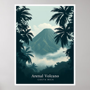 Poster Vulcão Arenal, Costa Rica – Ilustração vintage