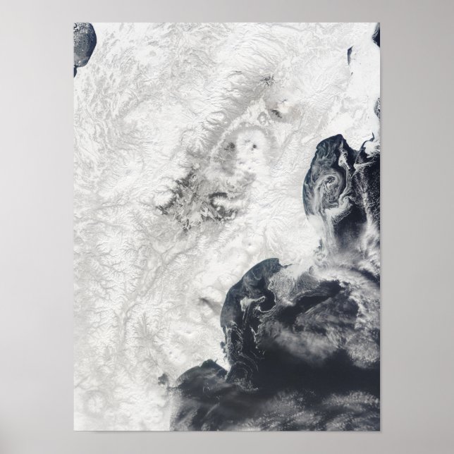 Póster Vulcões na Península Central de Kamchatka (Frente)