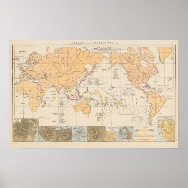 Poster Vulkane, Mapa Atlas de Koralleninseln (Frente)