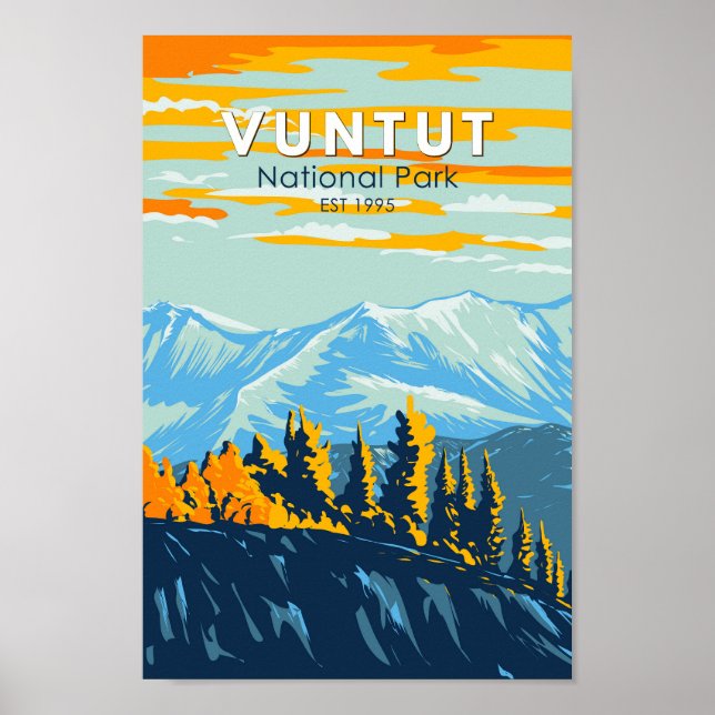 Poster Vuntut National Park Canada Viagem Art Vintage (Frente)