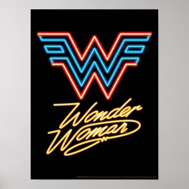 Poster W84 | Logotipo Neon Light da Mulher Maravilha (Frente)