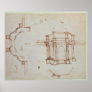 Póster W.24r Architectural sketch