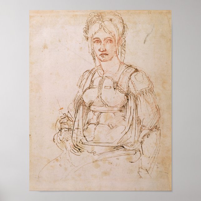 Póster W.41 Desenho de uma mulher sentada (Frente)