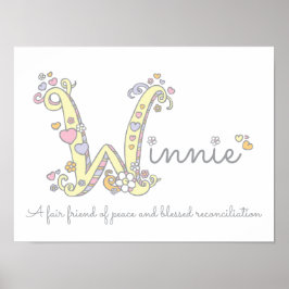 Póster W para Winnie nome inicial da arte de rabiscos sig