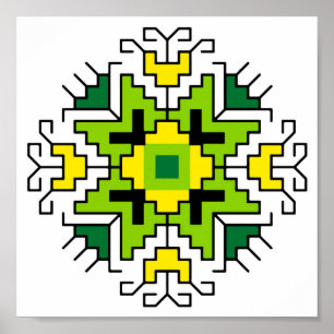 Poster WA0014 Wall Art Bulgarian motif shevitsa green