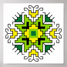 WA0014 Wall Art Motif búlgaro shevitsa green