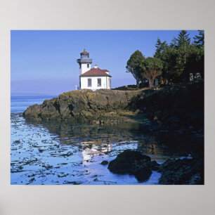 Póster WA, Ilha de San Juan, farol de Lime Kiln
