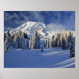 Póster WA, Monte Rainier NP, Monte Rainier e Paradise