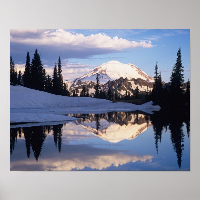 Póster WA, Parque Nacional Mt. Rainier, Mt. Rainier e nuv (Frente)