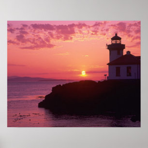 Póster WA, San Juan Island, Limão Kiln Lighthouse, 1919,