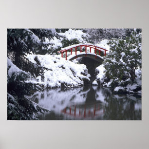 Poster WA, Seattle, Ponte da Lua e lago após o inverno