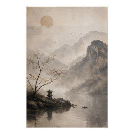 Póster Wabi Sabi Japanese Landscape Wall Art Poster