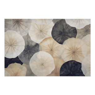 Póster Wabisabi Abstrato estético Folhas de Lotus