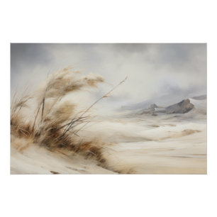 Póster Wabisabi Aestic Windswept Beach Landscape