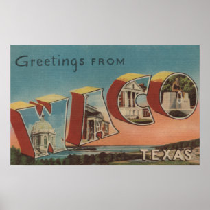Póster Waco, letra ScenesWaco de TexasLarge, TX